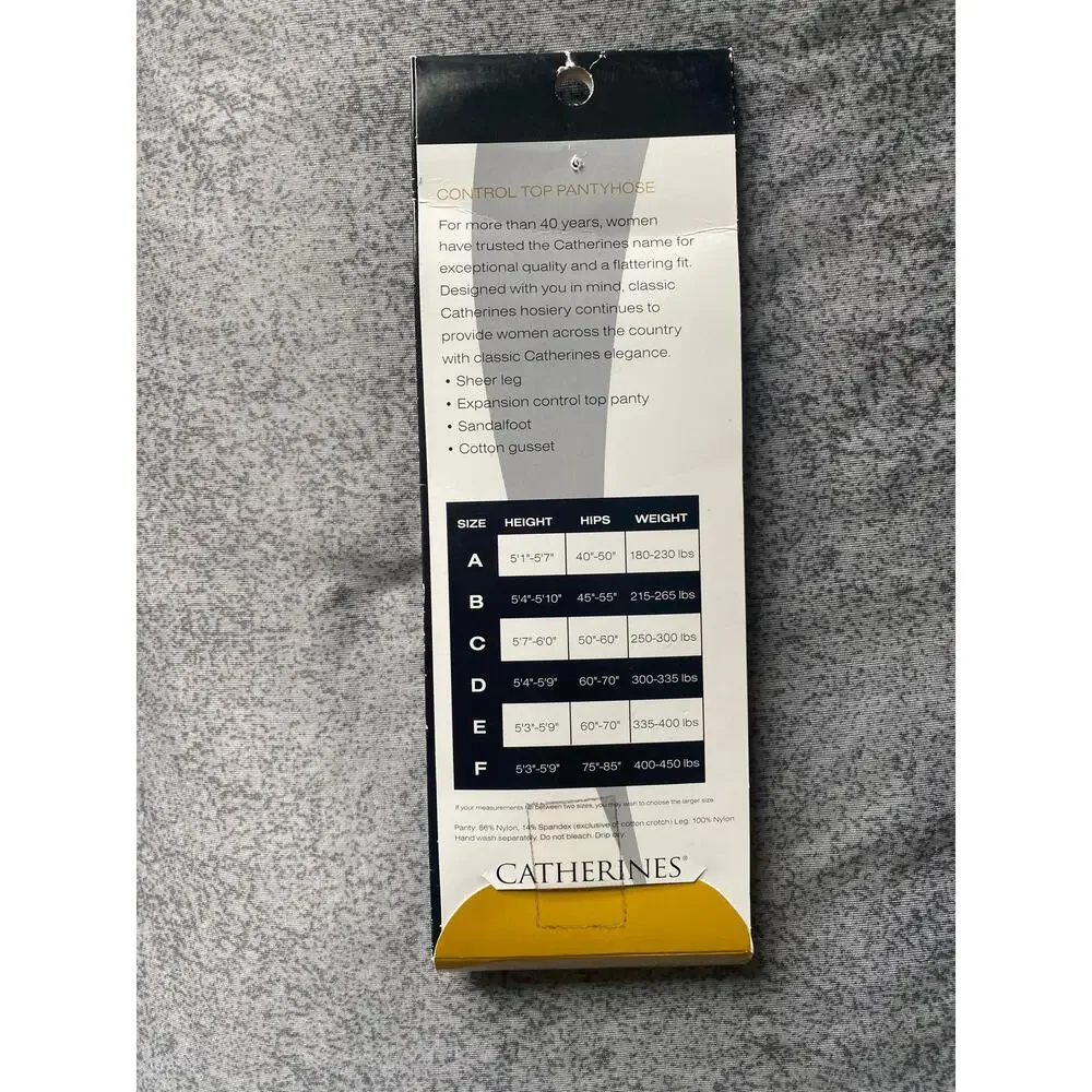 Catherines Control Top Pantyhose Size A Coffee NEW NIP